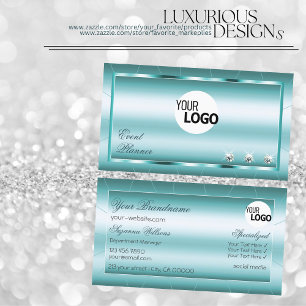 Schimmlig Aquamarin mit Diamanten und Logo Berufli Visitenkarte