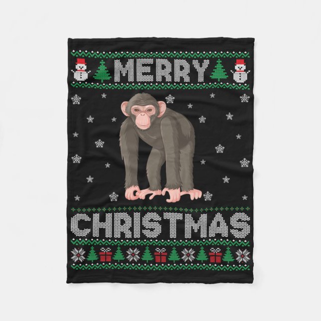 Schimpanse Animal Men Frauen Kinder Ugge Weihnacht Fleecedecke (Vorderseite)