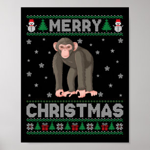 Schimpanse Animal Men Frauen Kinder Ugge Weihnacht Poster