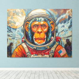 SCHIMPANSE ASTRONAUT - KOMMT NACH HAUSE LEINWANDDRUCK