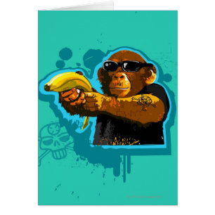 Schimpanse, der eine Banane hält