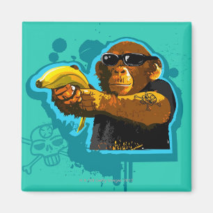 Schimpanse, der eine Banane hält Magnet