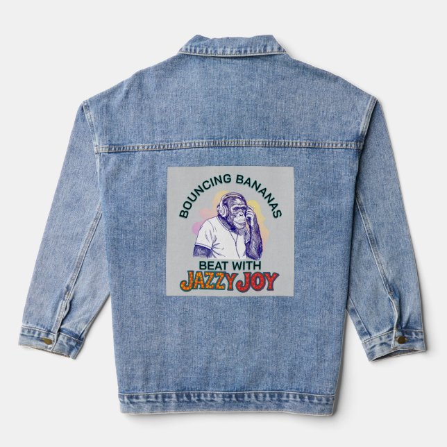 Schimpanse - ein guter Zuhörer Jeansjacke (Rückseite)