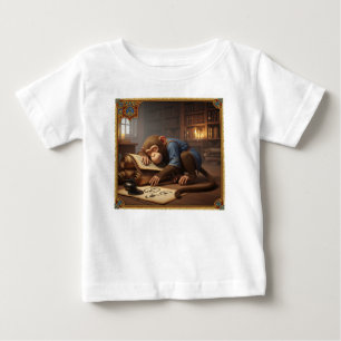 Schimpanse Gelehrter schläft auf antiken Schriftro Baby T-shirt