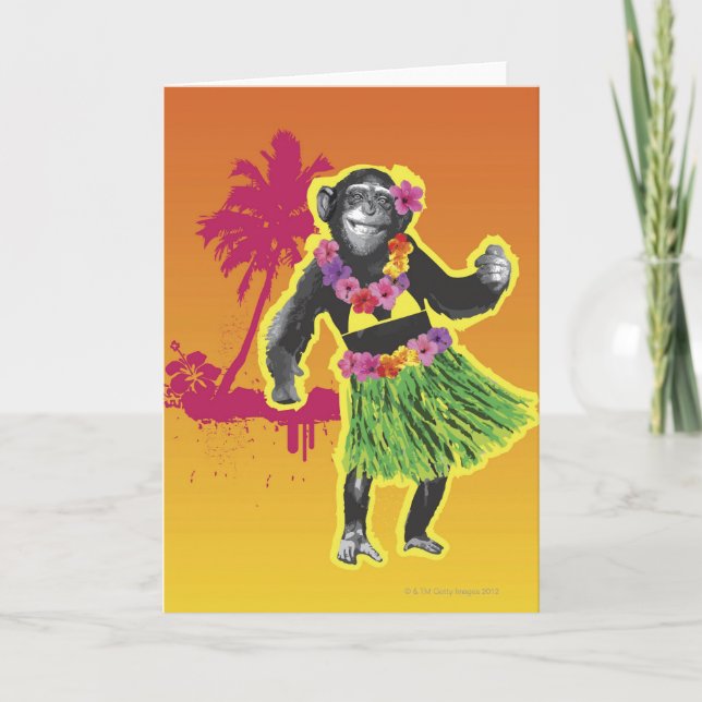 Schimpanse Hula Tanzen Karte (Vorderseite)