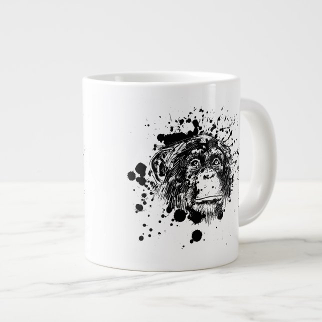Schimpanse in Black Splash Jumbo-Tasse (Vorderseite Rechts)