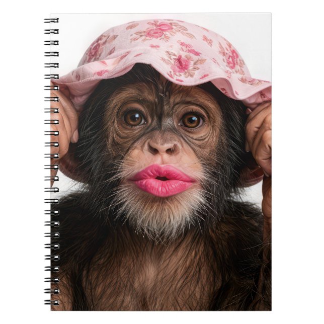 Schimpanse mit rosa Lippenstift Notizblock (Vorderseite)