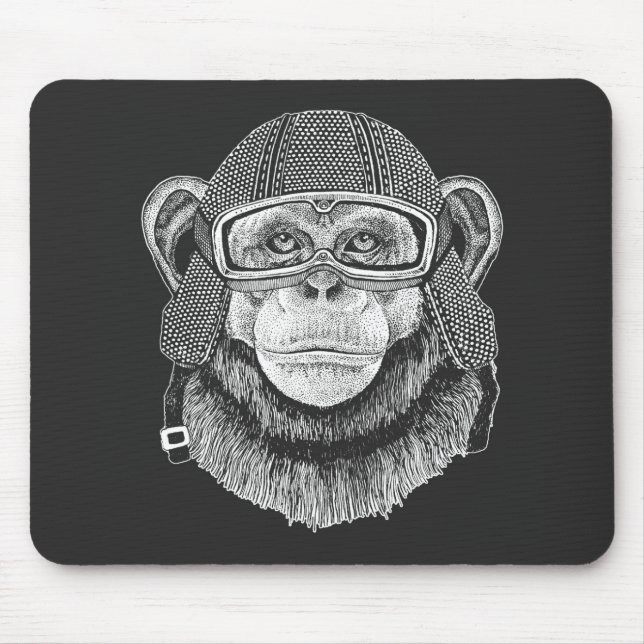 Schimpanse-Motorrad-Reiter Mousepad (Vorne)