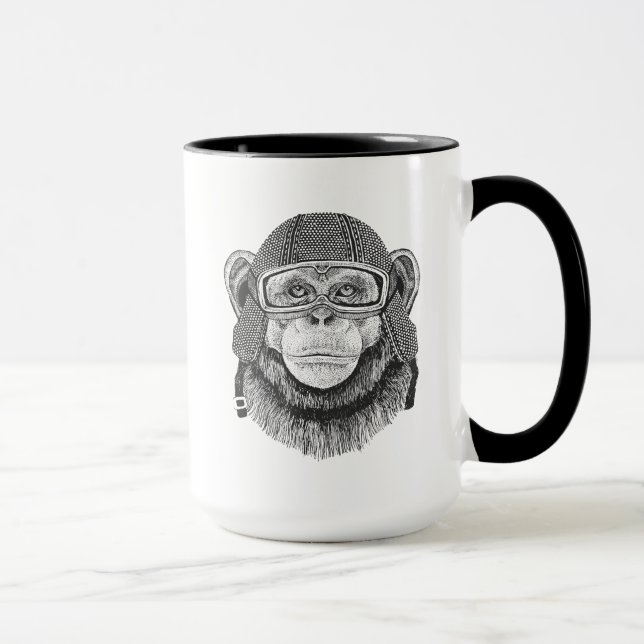 Schimpanse-Motorrad-Reiter Tasse (Rechts)