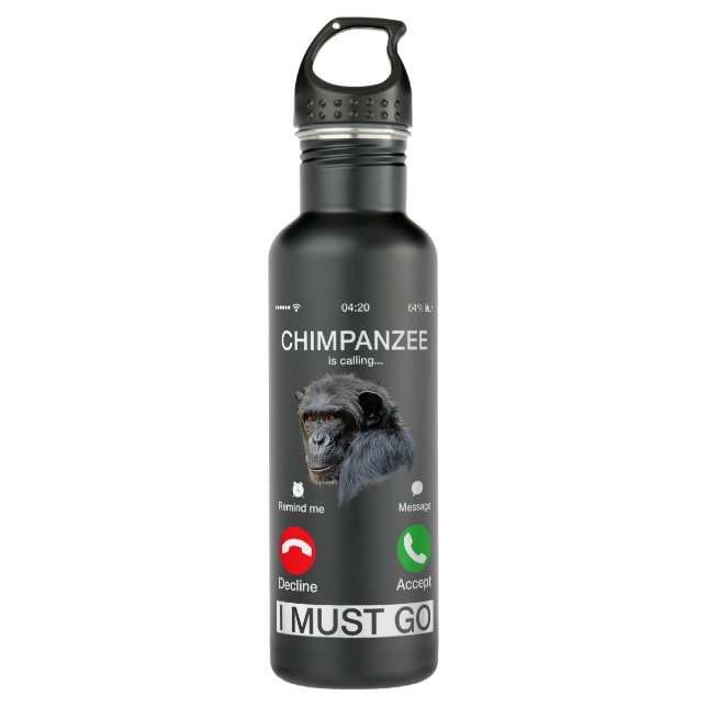 Schimpanse nennt Art Monkey Chimp Ape Tier Edelstahlflasche (Vorderseite)