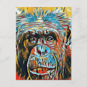Schimpanse-Schimpanse-Pop-Kunst-Digital-Fotografie Postkarte