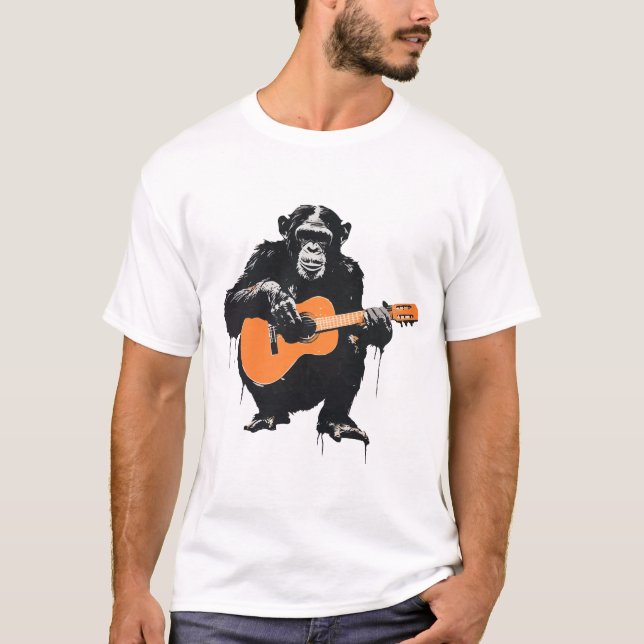 Schimpanse spielt Gitarre T-Shirt (Vorderseite)