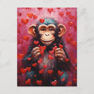 Schimpanse Valentinstag Postkarte