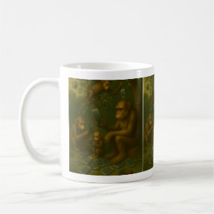 Schimpansen auf Mobiltelefonen Kaffeetasse