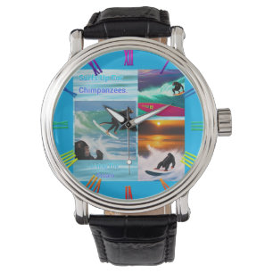 Schimpansen surfen Fotocollage, beobachten Armbanduhr