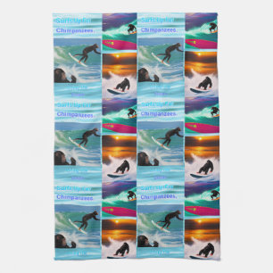 Schimpansen surfen FotoCollage, Geschirrhandtuch Geschirrtuch