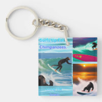 Schimpansen surfen Fotocollage, Keyring