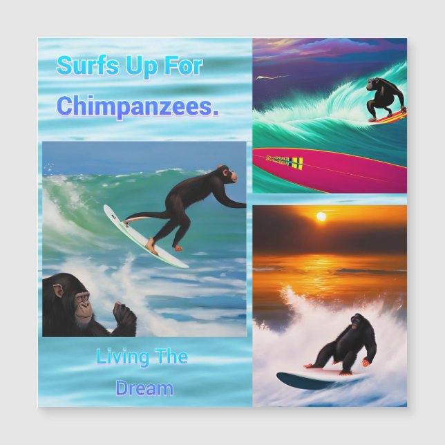 Schimpansen surfen FotoCollage, Magnetkarte (Vorderseite)