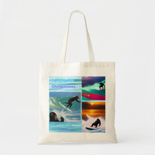 Schimpansen surfen Fotokollage, Budget Tote Tasche
