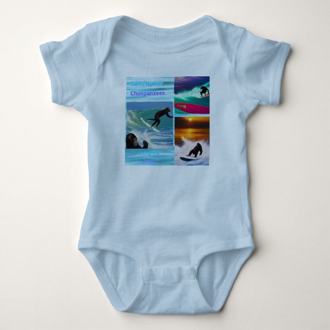 Schimpansen Surffotografie Collage, Baby Bodysuit Strampler (Vorderseite)