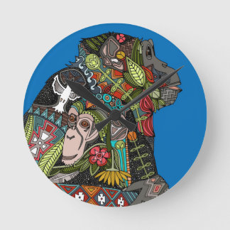 Schimpansenblau Liebe Runde Wanduhr