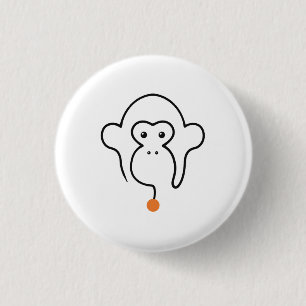 Schimpansengesicht Einstrichzeichnung mit orangem Button