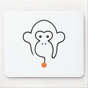 Schimpansengesicht Einstrichzeichnung mit orangem Mousepad