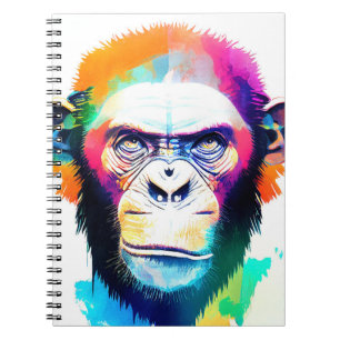 Schimpanzee Ape Wildnatur Tierfarbenschmerzen Notizblock