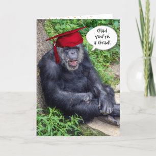 Schimpanzee Graduate mit roter Cap Karte