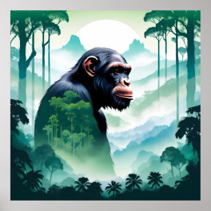 Schimpanzee Wildtier Naturwald Jungle Poster
