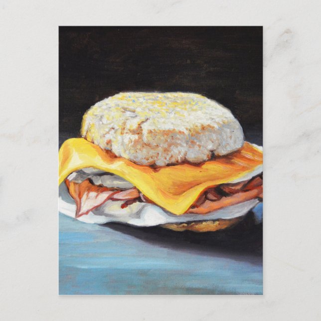 Schinken, Eier und Käse Englisch Muffin Postkarte (Vorderseite)