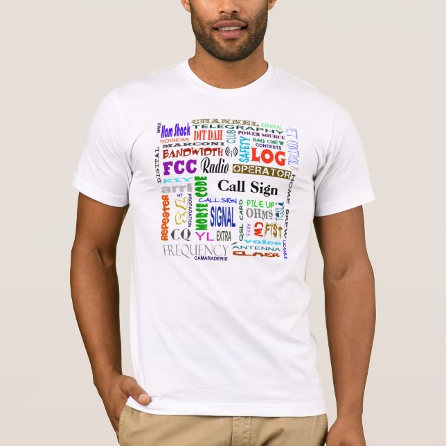 Schinken-Radio-Wort-Collagen-T - Shirt fertigen es (Vorderseite)