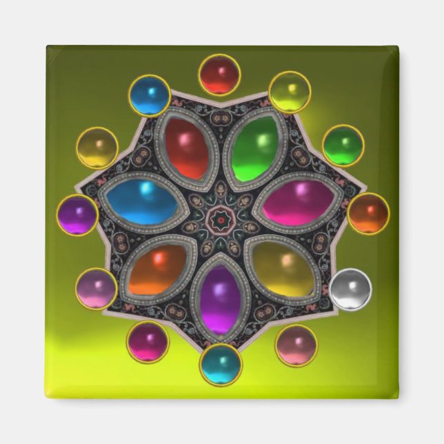 SCHINKSTAR MIT FARBEN GEMSTONES, Gelb Magnet (Vorne)