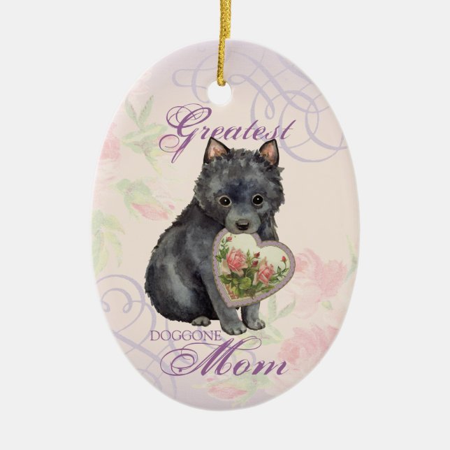Schipperke Coeur Maman Ornement céramique (Devant)