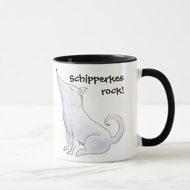 Schipperke Dog Cartoon Kaffeetee Tasse (Rechts)