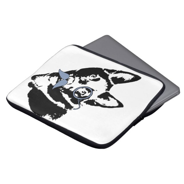 Schipperke Dog mit Mustache Laptopschutzhülle (Vorne Oben)