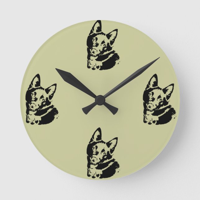 Schipperke Dog Picture Runde Wanduhr (Vorderseite)