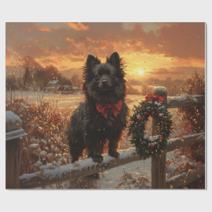 Schipperke Dog Rustic Winter Sunset Decoupage Geschenkpapier
