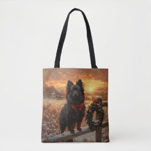 Schipperke Dog Rustic Winter Sunset Tasche