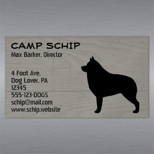Schipperke Dog Silhouette Imitate Holzkörner Magnetische Visitenkarte