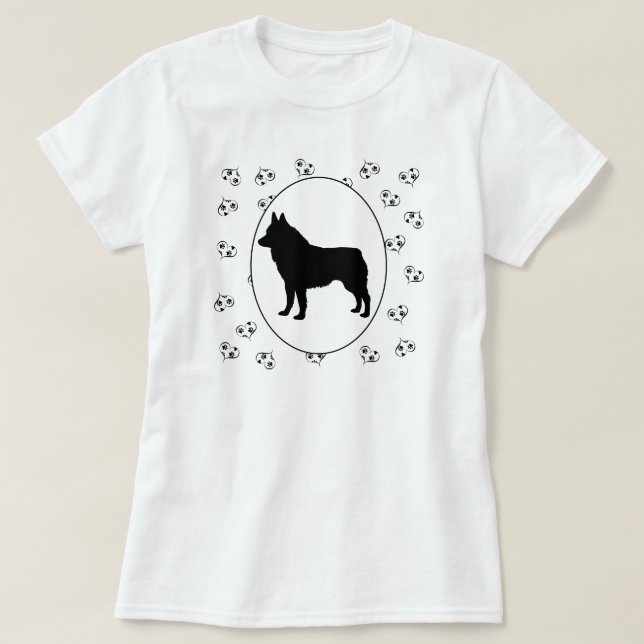 Schipperke Hearts und Pawprints T-Shirt (Design vorne)