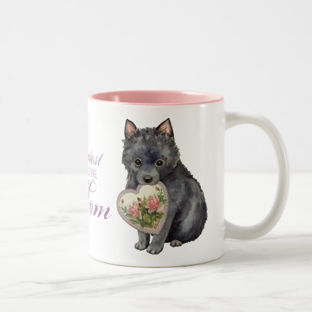 Schipperke-Herz-Mama Zweifarbige Tasse (Rechts)