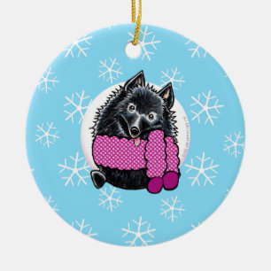 Schipperke Lass es schneien Keramikornament