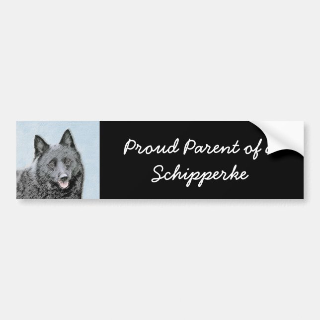 Schipperke Malerei - Niedliche Original Dog Art Autoaufkleber (Vorne)