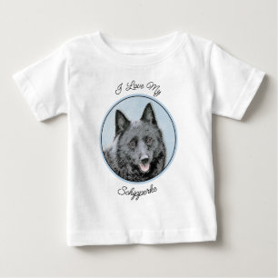 Schipperke Malerei - Niedliche Original Dog Art Baby T-shirt