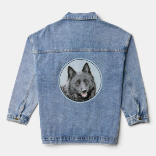 Schipperke Malerei - Niedliche Original Dog Art Jeansjacke