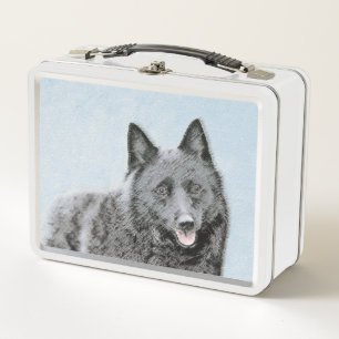 Schipperke Malerei - Niedliche Original Dog Art Metall Brotdose