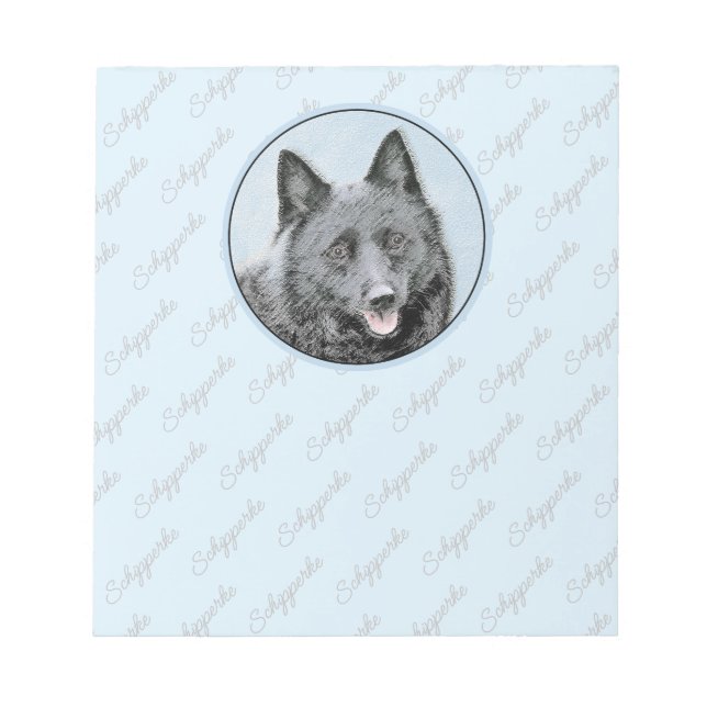 Schipperke Malerei - Niedliche Original Dog Art Notizblock (Vorderseite)