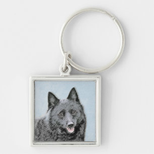 Schipperke Malerei - Niedliche Original Dog Art Schlüsselanhänger