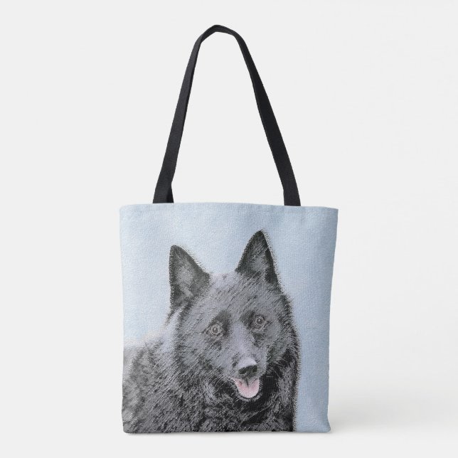 Schipperke Malerei - Niedliche Original Dog Art Tasche (Rückseite)
